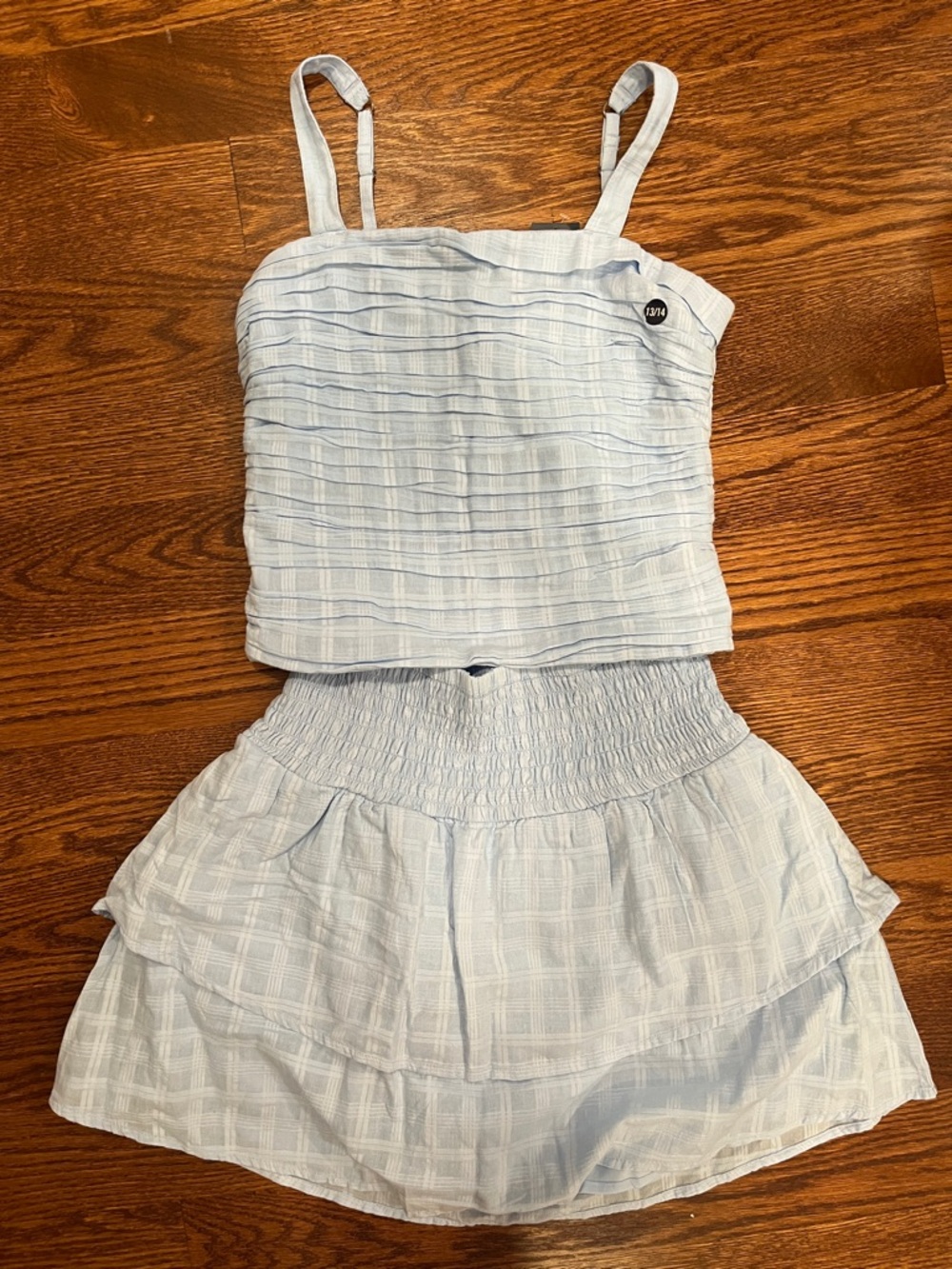 abercrombie kids Light Blue Plaid Tank Top & Skirt Set